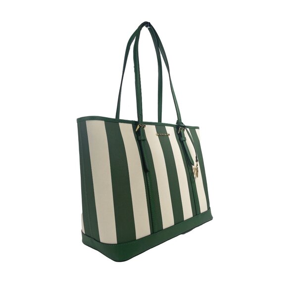 NEW Michael Kors Jet Set Travel Tote Bag Large Purse Handbag Stripe PVC Shoulder - Picture 7 of 7